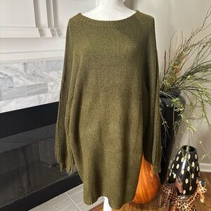 Olive Green Women's Oversized Knit Sweater Dress